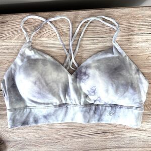 Tie Dye Strappy High Impact Sports Bra White Dark Purple YVETTE 2XL Fitness Yoga